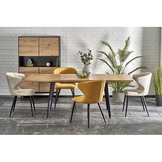 DICKSON 2 raztegljiva miza 150-210/90 cm, plošča - naravna, noge - črne (2p=1ks)