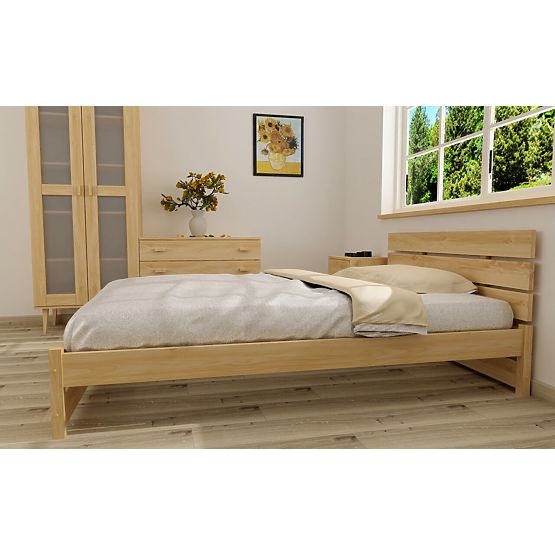 Lesena postelja Max 200 x 90 cm - borovnica