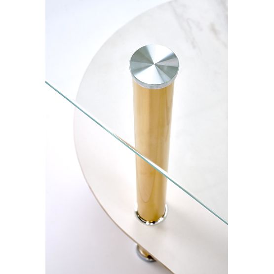 DUCAT konferenčna miza, bel marmor / prozorna / zlata (2p=1ks)