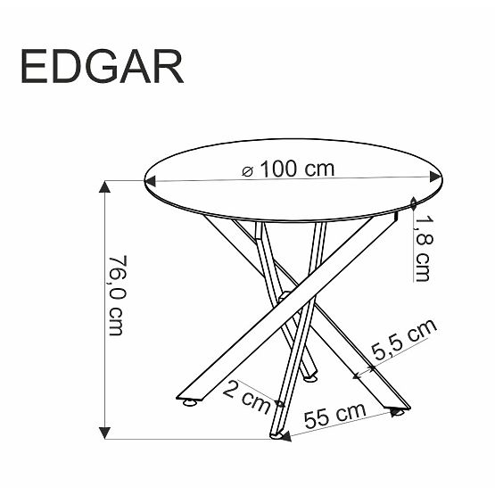 EDGAR miza, plošča - oreh, noge - črne (2p=1ks)