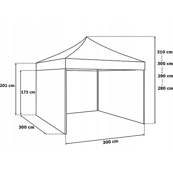 Ekspresni poslovni paviljon 3x3 m črn