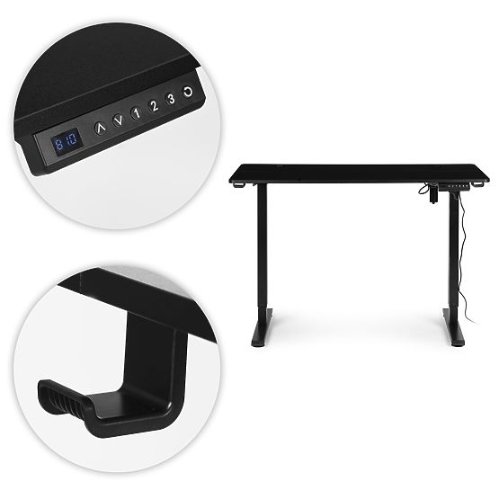 Električna nastavljiva miza 120x60 cm, nastavljiva višina 72-117 cm, črna, ModernHome