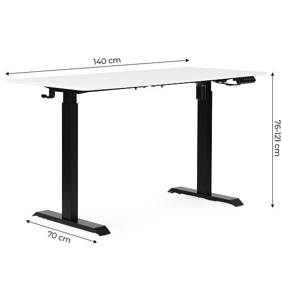 Električno nastavljiva miza 140x70 cm, nastavljiva višina 76-121 cm ModernHome