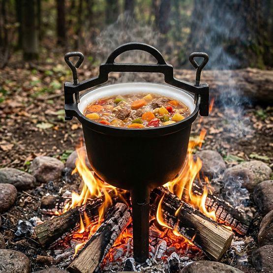 Emajliran litoželezni lonec 8L stoječi lovski lonec ognjišče žar MultiGarden