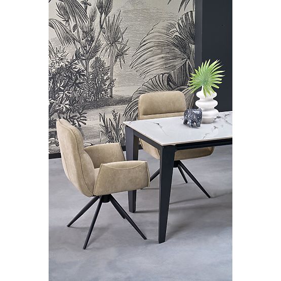 FELIX raztegljiva miza, plošča - bel marmor, noge - črne (2p=1ks)