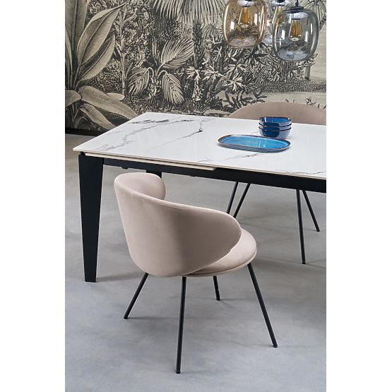 FELIX raztegljiva miza, plošča - bel marmor, noge - črne (2p=1ks)