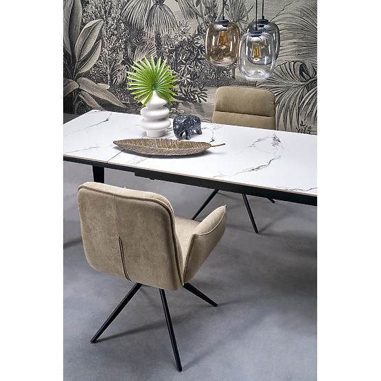 FELIX raztegljiva miza, plošča - bel marmor, noge - črne (2p=1ks)