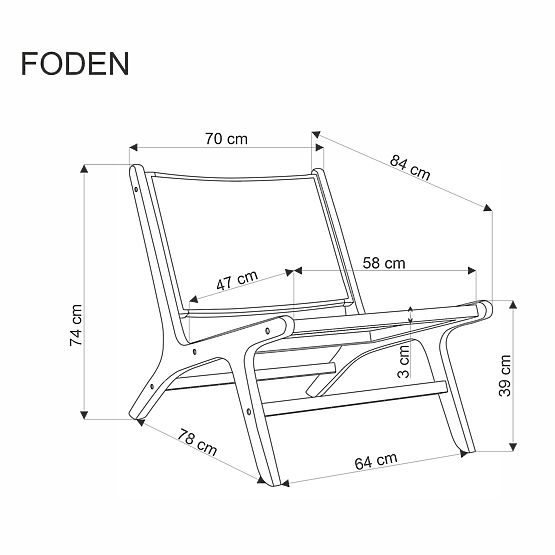FODEN sprostitveni stol, črna / naravna (1p=1ks)
