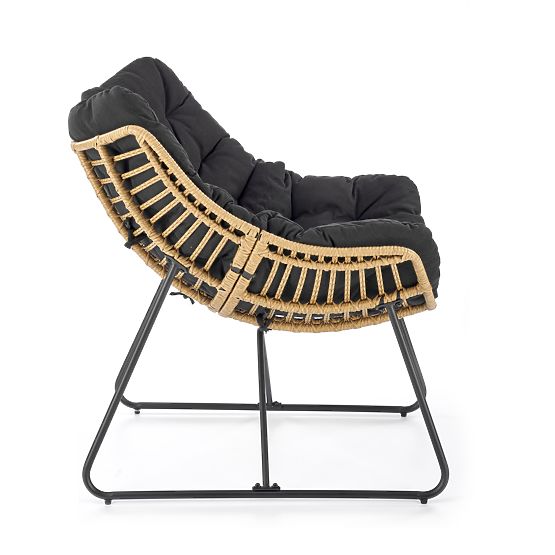 Fotelj WHISPER - črn/natur