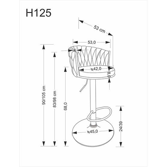 H126 bež stolček za bar (1p=2 kosa)