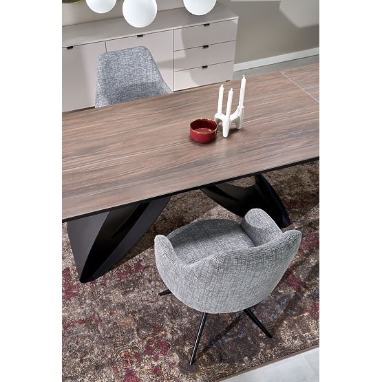 HILARIO raztegljiva miza, plošča - oreh, noge - črne (3p=1ks)