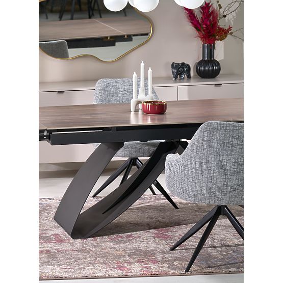 HILARIO raztegljiva miza, plošča - oreh, noge - črne (3p=1ks)