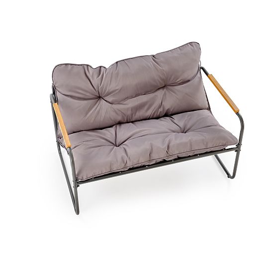 HUDSON, vrtna garnitura (kavč, 2x naslanjač, miza), siva / rjava (1p=1set)