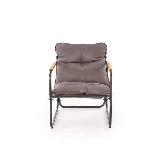 HUDSON, vrtna garnitura (kavč, 2x naslanjač, miza), siva / rjava (1p=1set)