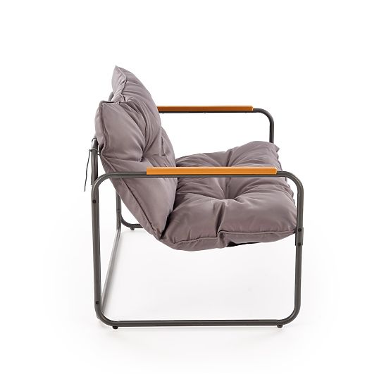 HUDSON, vrtna garnitura (kavč, 2x naslanjač, miza), siva / rjava (1p=1set)