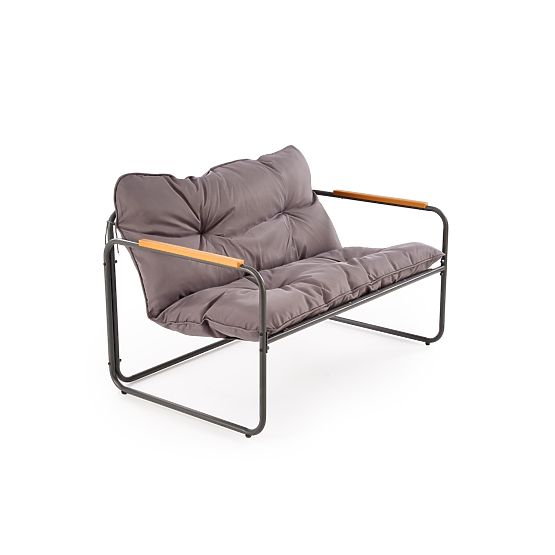 HUDSON, vrtna garnitura (kavč, 2x naslanjač, miza), siva / rjava (1p=1set)