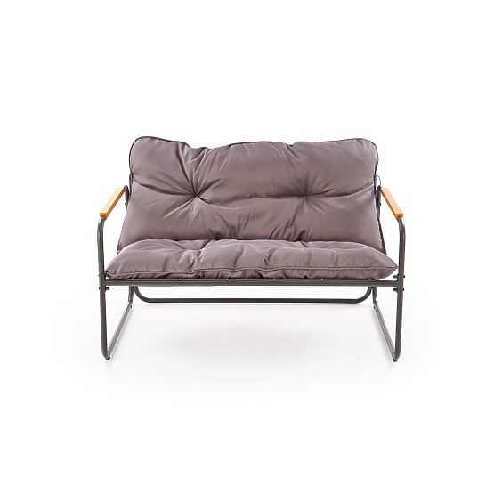 HUDSON, vrtna garnitura (kavč, 2x naslanjač, miza), siva / rjava (1p=1set)