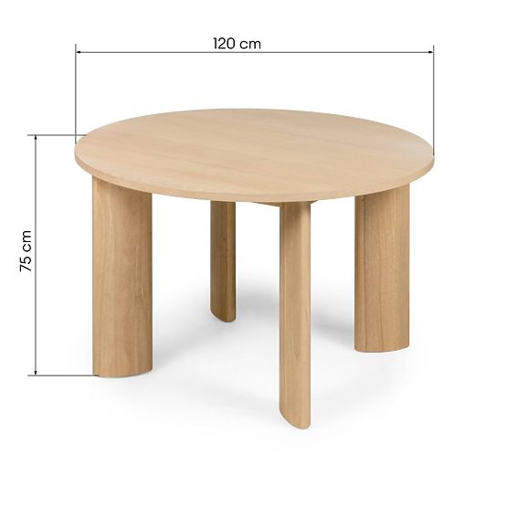 Jedilna miza Bali 120 cm, okrogla, kremno bela