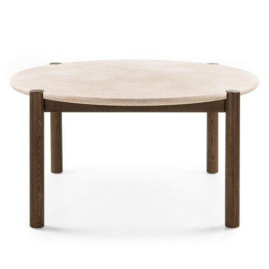 Jedilna miza Bruna, 150 cm, okrogla, hrast mocha/marmor cream
