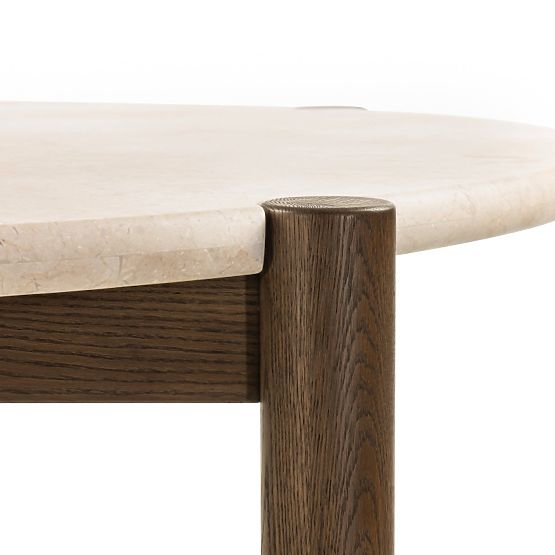 Jedilna miza Bruna, 150 cm, okrogla, hrast mocha/marmor cream