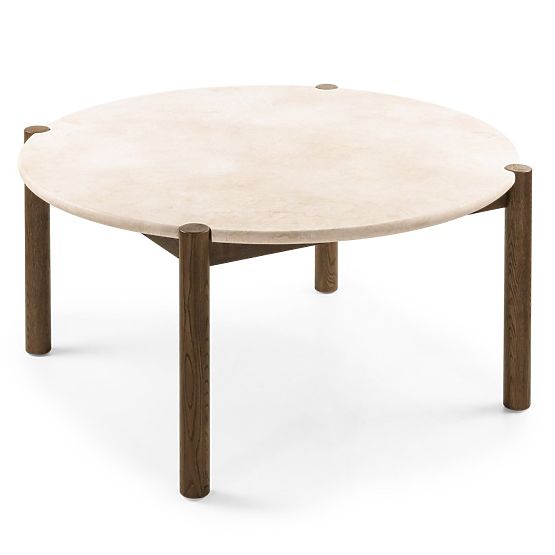 Jedilna miza Bruna, 150 cm, okrogla, hrast mocha/marmor cream