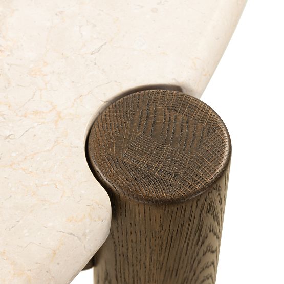 Jedilna miza Bruna, 150 cm, okrogla, hrast mocha/marmor cream