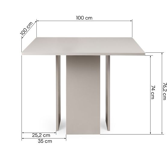 Jedilna miza Gasper 100 cm, kvadratna, kašmir