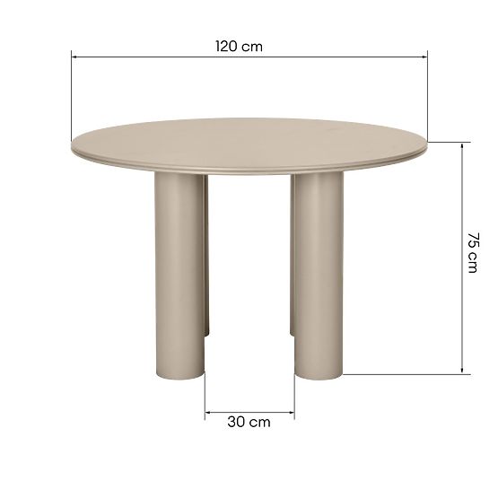 Jedilna miza Kairo 120 cm, okrogla, temno bež