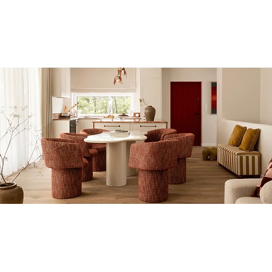 Jedilna miza Pinar 180 cm, sivo-bež, zaobljene oblike