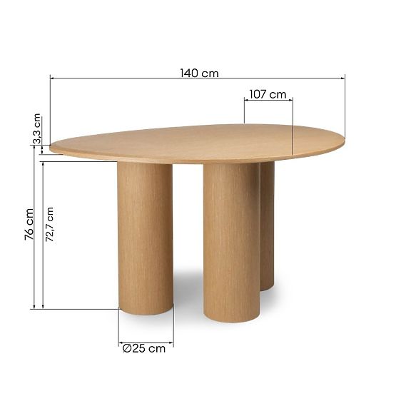 Jedilna miza Vesper 140 cm, naravni hrast