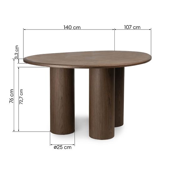 Jedilna miza Vesper 140 cm, temni oreh