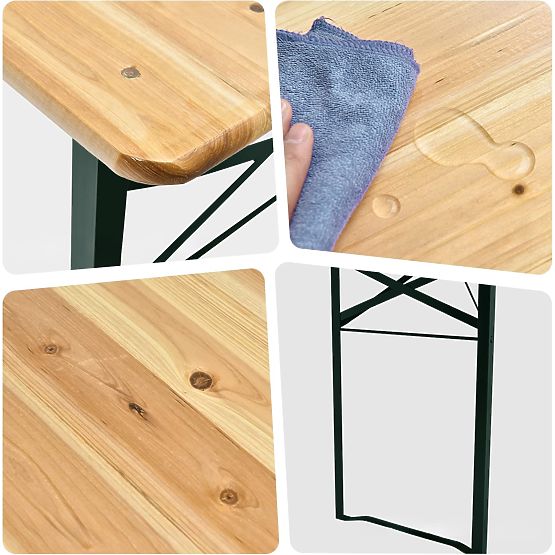 Jekleno-lesena garnitura LAGER: miza + 2 klopi 220 cm