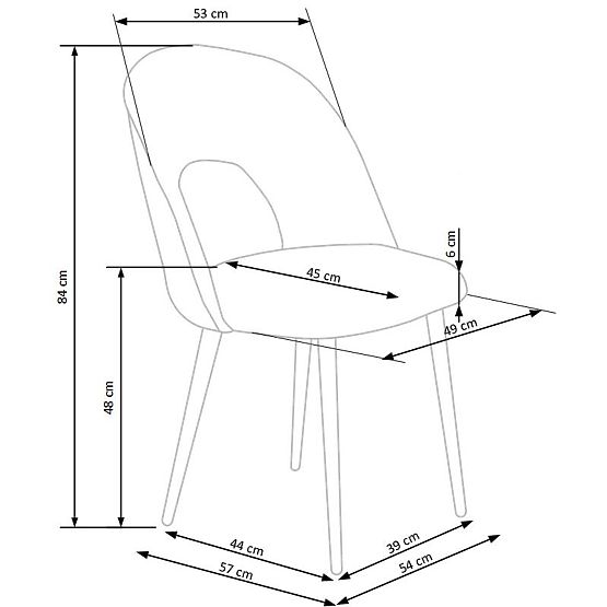 K384 stol siva / črna (1p=4ks)