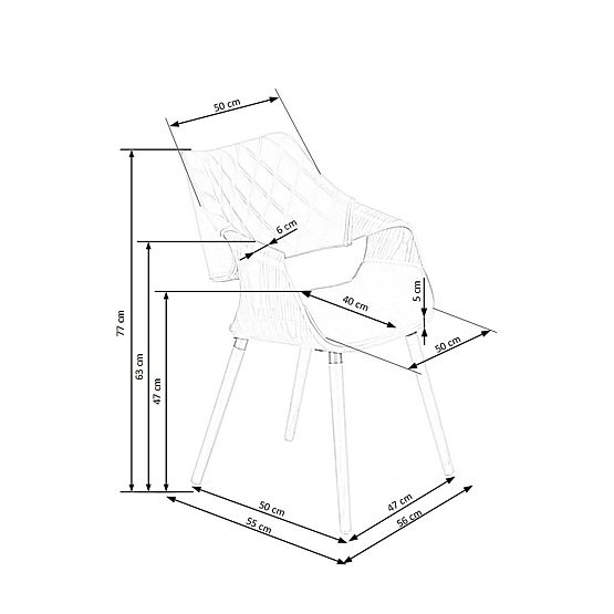 K396 stol oreh / črna (1p=1ks)