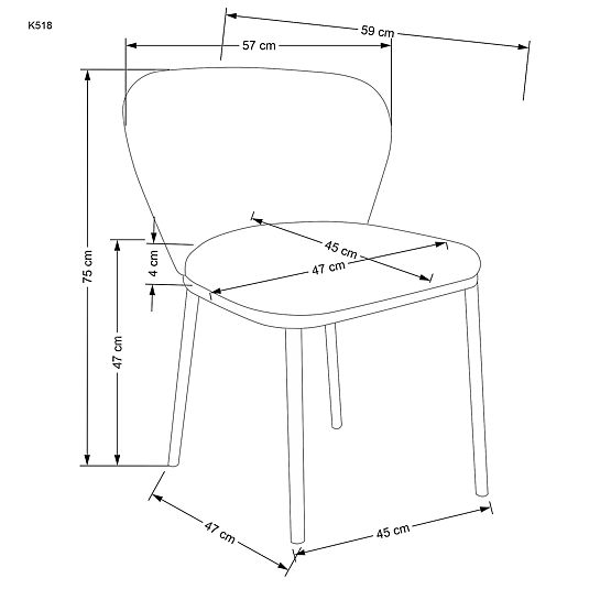 K518 stol, krem (1p=2kos)
