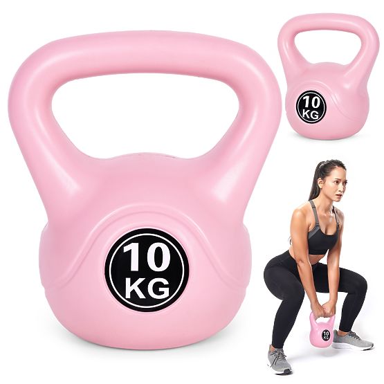Kettlebell utež 10 kg za vadbo roza ModernHome