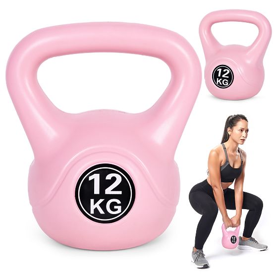 Kettlebell utež 12 kg za vadbo roza ModernHome