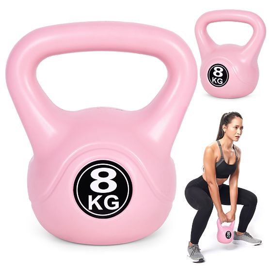 Kettlebell utež 8 kg za vadbo roza ModernHome