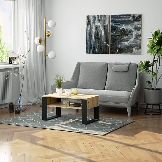 KLUBSKA MIZA DOMI HRAST ARTISAN / ČRNA