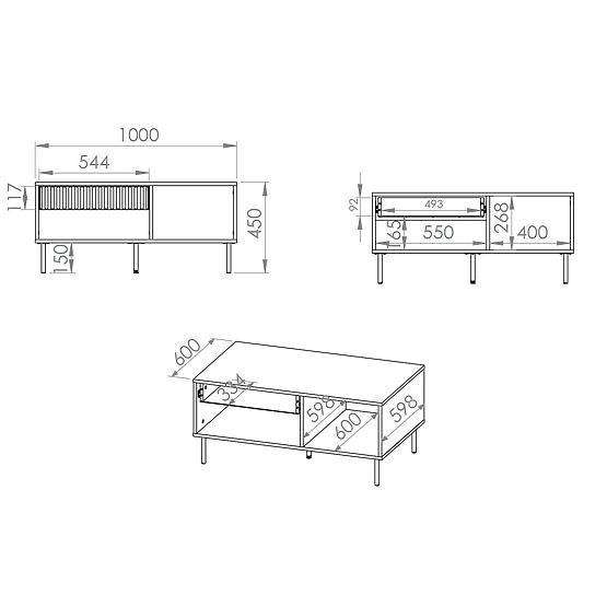 Klubska mizica Sophie - bež
