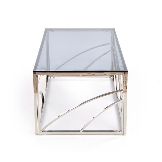 Klubska mizica UNIVERSE, okvir - srebrn, steklo - dimno (1p=1ks)