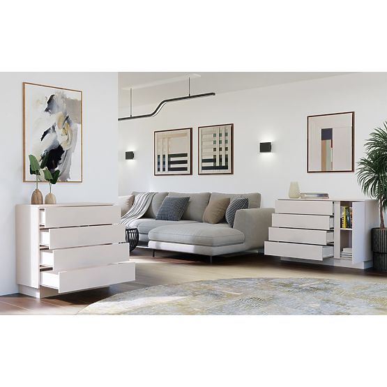 Komoda AMBER 1D4S Omara 1 Vrata 4 Predali za Spalnico Dnevno Sobo KAŠMIR Bež