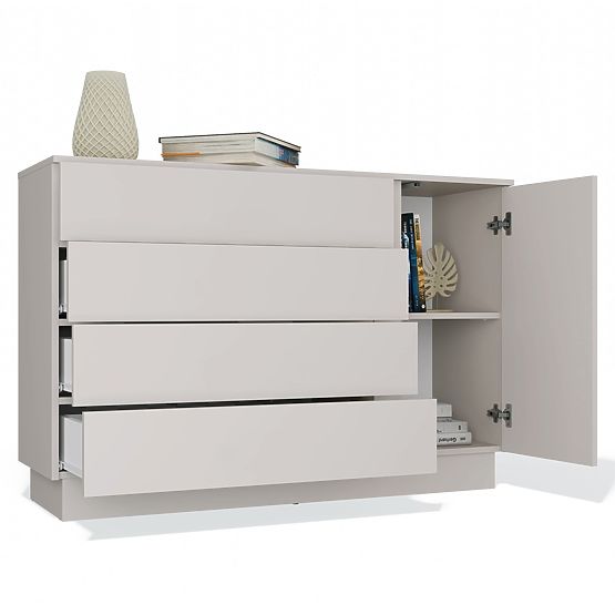 Komoda AMBER 1D4S Omara 1 Vrata 4 Predali za Spalnico Dnevno Sobo KAŠMIR Bež