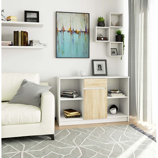 KOMODA B-17 120 cm 1 PREDAL 1 VRATA PK BELA / SONOMA