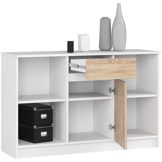 KOMODA B-17 120 cm 1 PREDAL 1 VRATA PK BELA / SONOMA