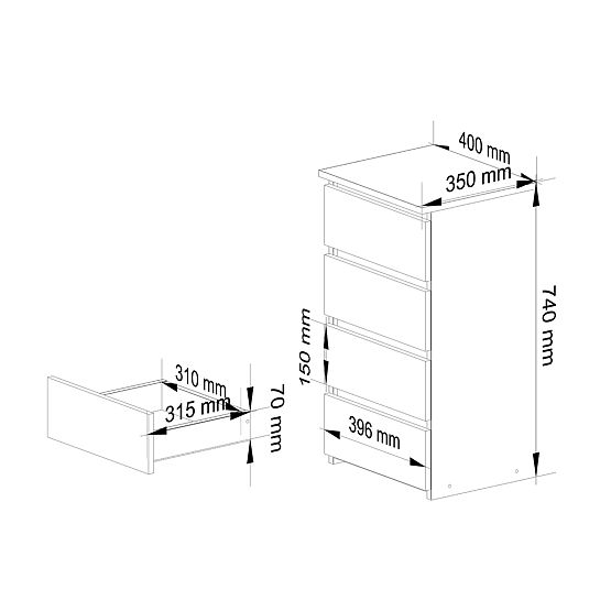 KOMODA CL4 PK HRAST ARTISAN / BELA