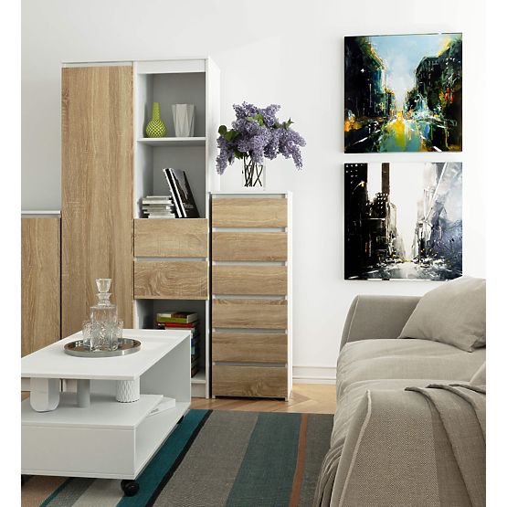 KOMODA CL6 PK BELA / HRAST SONOMA