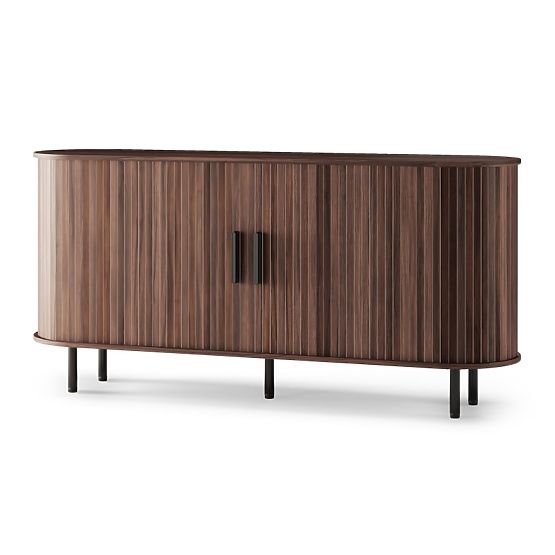 Komoda Gliss, zaobljena, letvice, temni oreh