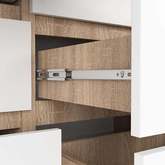 KOMODA K 120 cm 8 PREDALOV PK SONOMA / BELA