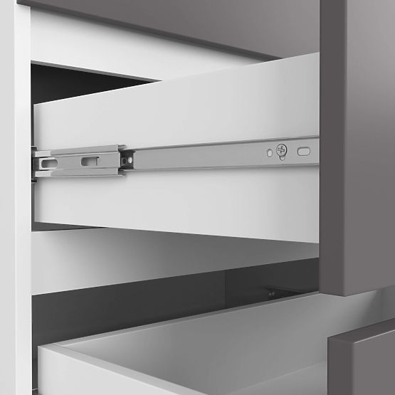 Komoda K 140 cm 6 predalov PK bela-grafitno siva